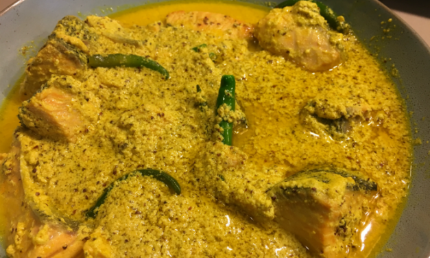 How did the salmon get into the Bengali Shorshe Diye Machher Jhaal?